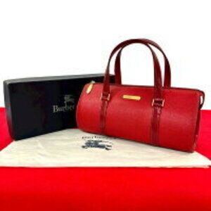Burberry Nova Check logo plaque leather handbag Boston bag red